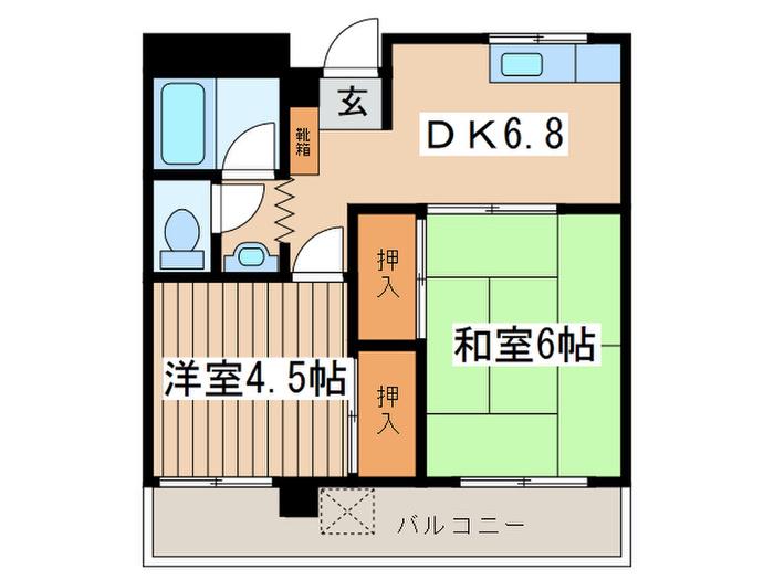 リエス中町(2DK/3階)の間取り写真