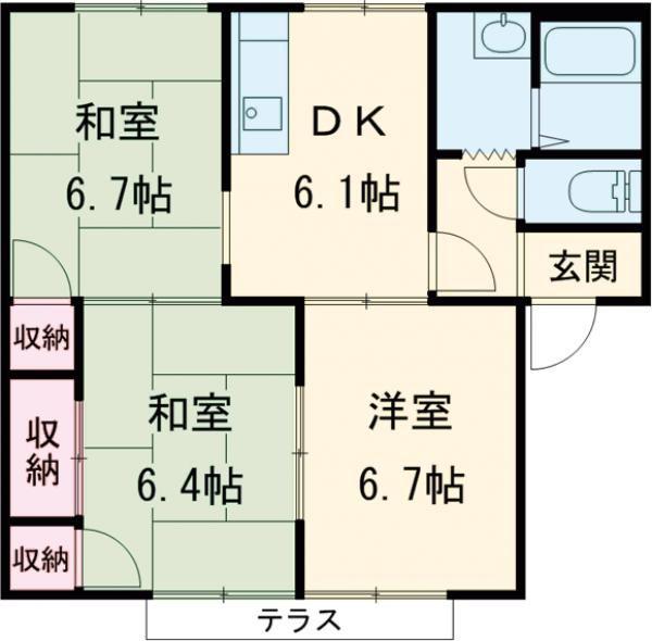 サンシャインハイツA(3DK/1階)の間取り写真
