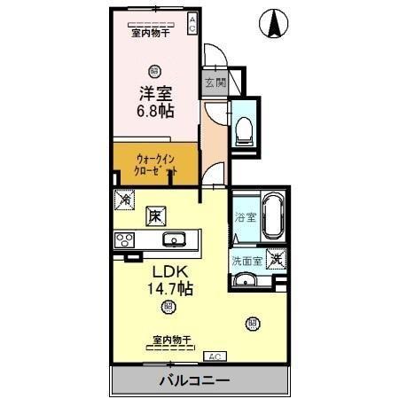 HIBIKI(1LDK/1階)の間取り写真