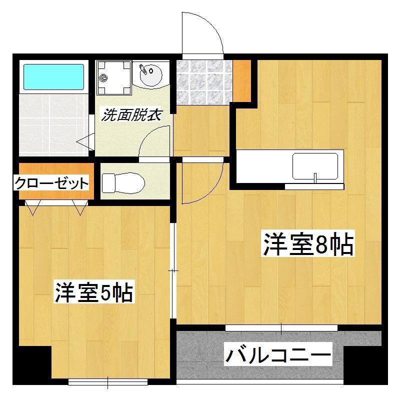 サンスマイル(1DK/2階)の間取り写真
