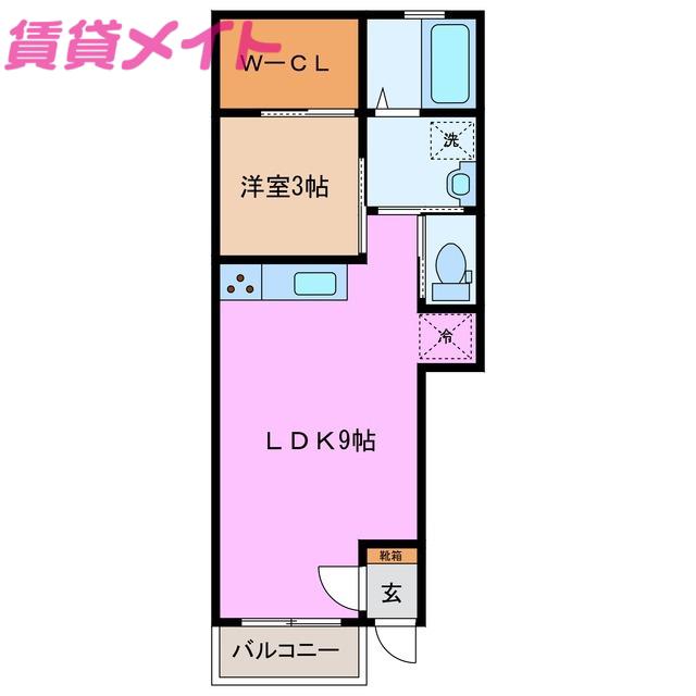 ラトゥール川越(1LDK/1階)の間取り写真