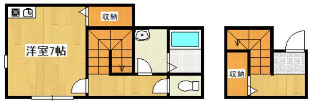 ピース西井ノ口(1K/2階)の間取り写真