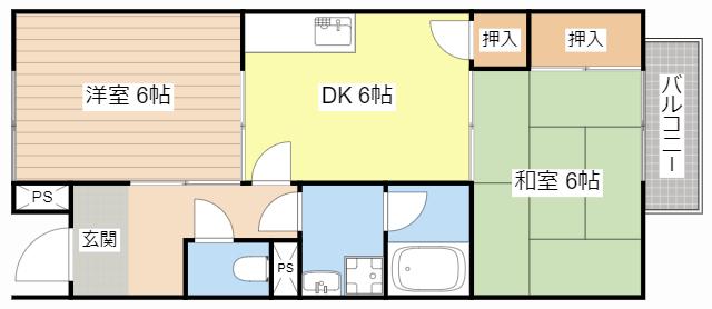 ビザビII(2DK/2階)の間取り写真