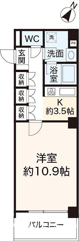 クレフ本山(1K/2階)の間取り写真