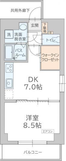 サンビルドI.S(1DK/2階)の間取り写真