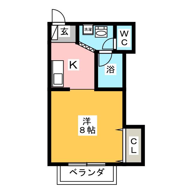 ブルースター(ワンルーム/2階)の間取り写真