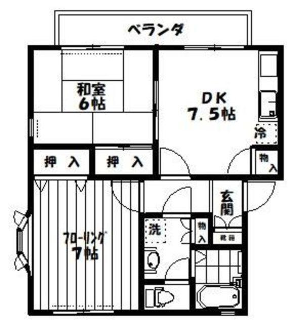 メゾンデュノール(2DK/2階)の間取り写真