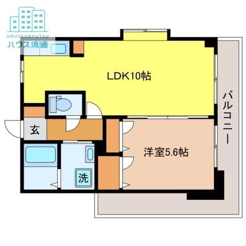 LA・PIARE諫早(1LDK/9階)の間取り写真