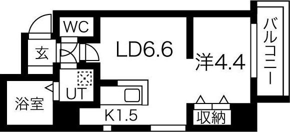 カンナスプレイド(1LDK/4階)の間取り写真