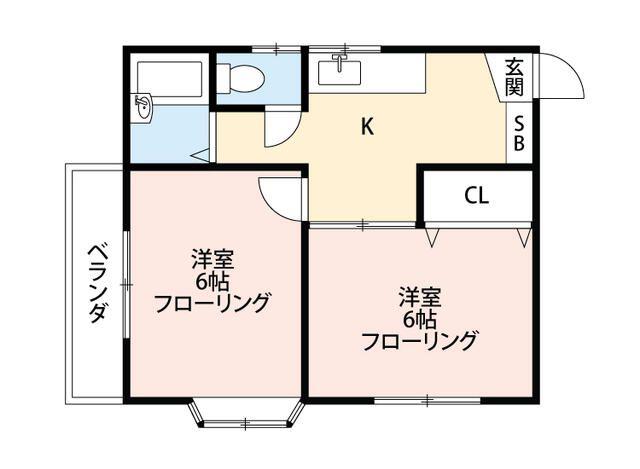 ハイツJ(2DK/2階)の間取り写真