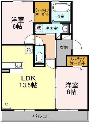 カルチェASUKA(2LDK/3階)の間取り写真