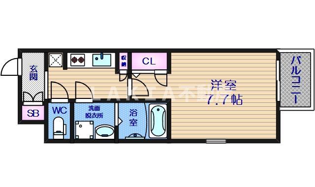 レジュールアッシュ心斎橋VITA(1K/9階)の間取り写真