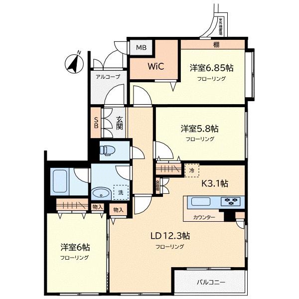 ベルハイム学芸大学(3LDK/2階)の間取り写真