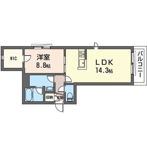 エターナルウッド(1LDK/2階)の間取り写真
