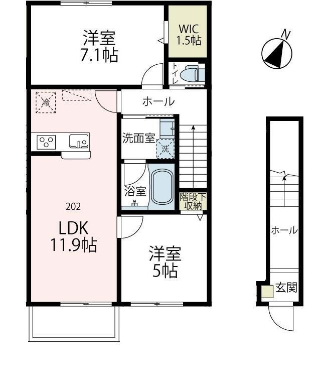 ノースクレリア(2LDK/2階)の間取り写真
