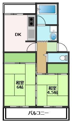 市川マンション I(2DK/1階)の間取り写真