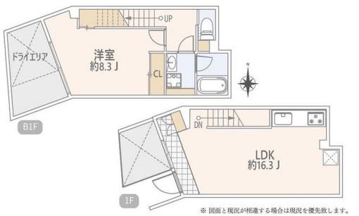 GRANDSTORY用賀II(1LDK/1階)の間取り写真