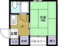 ベルハイツII(1K/3階)の間取り写真