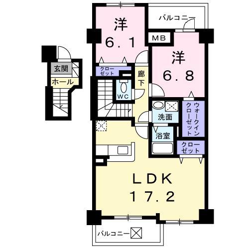 カイラス・ドルフ(2LDK/2階)の間取り写真