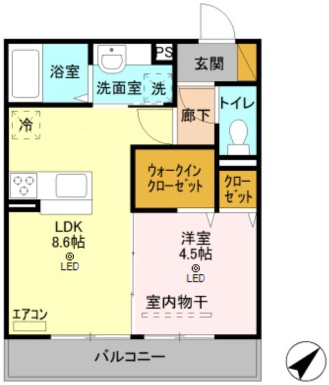 エフエテルネル(1LDK/2階)の間取り写真