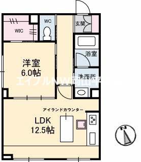 ピン・ルージュ(1LDK/1階)の間取り写真