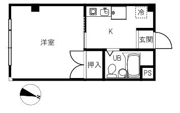 タケオハイツ(1K/1階)の間取り写真