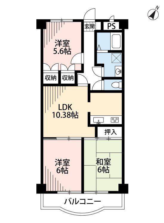 エステシオン東所沢(3LDK/4階)の間取り写真