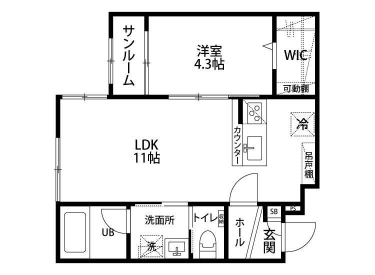 グレイス燕吉田(1LDK/1階)の間取り写真