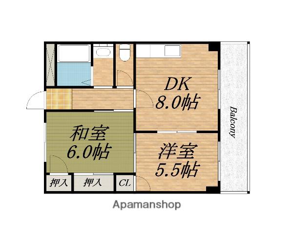 ロータリービルド南花田(2DK/4階)の間取り写真