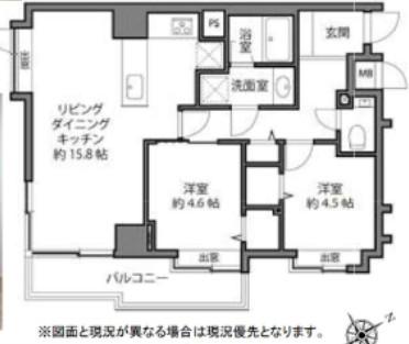 ウィン麻布十番ハラビル(2LDK/2階)の間取り写真