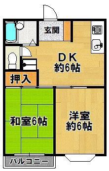 ウッドブリック横山(2DK/2階)の間取り写真