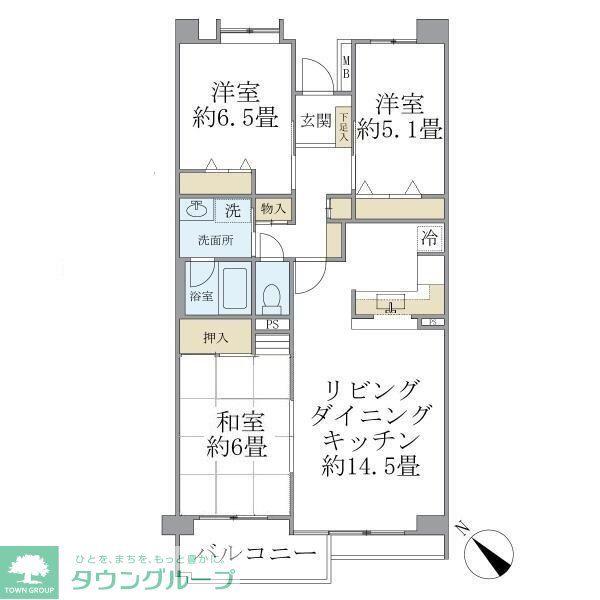 ISM南柏(3LDK/4階)の間取り写真