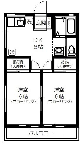 ハイツたちばな(2DK/2階)の間取り写真