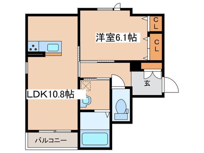 AMOUR・C(1LDK/3階)の間取り写真