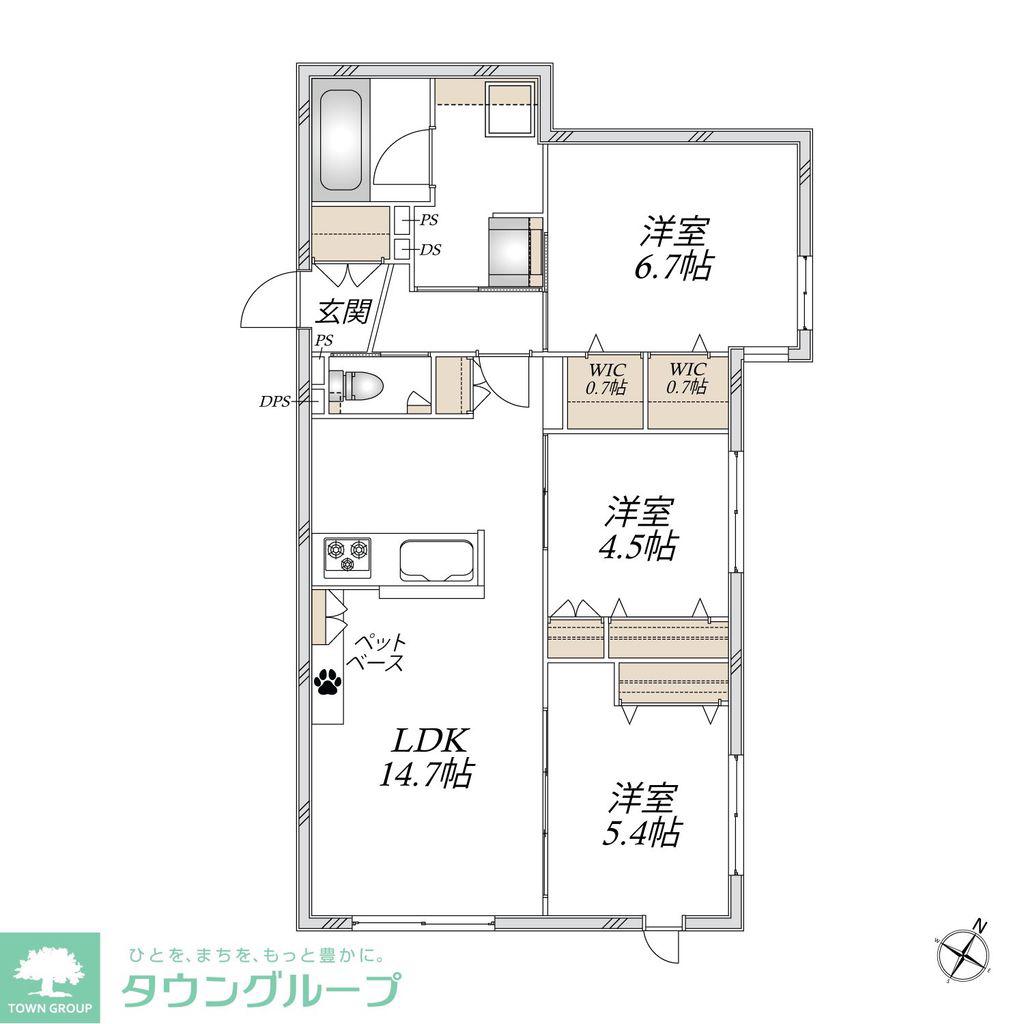 パレ新瑞(3LDK/1階)の間取り写真