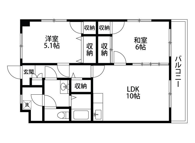 レジデンス近江(2LDK/4階)の間取り写真