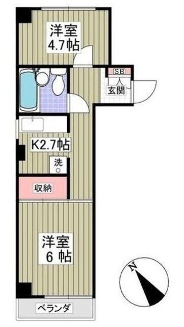 ベルメゾン並木(2K/3階)の間取り写真
