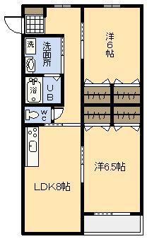サンライズ8(2LDK/2階)の間取り写真