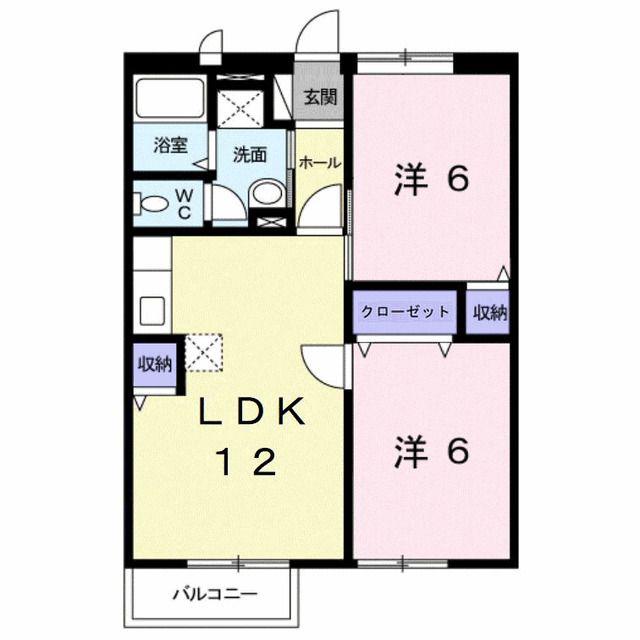 ドルチェ(2LDK/2階)の間取り写真