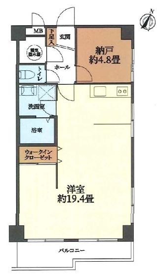 ライオンズマンション台町(ワンルーム/6階)の間取り写真