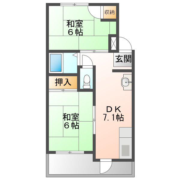 樋口マンション(2DK/1階)の間取り写真