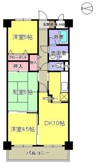 コリーヌ梶ヶ谷(3LDK/3階)の間取り写真