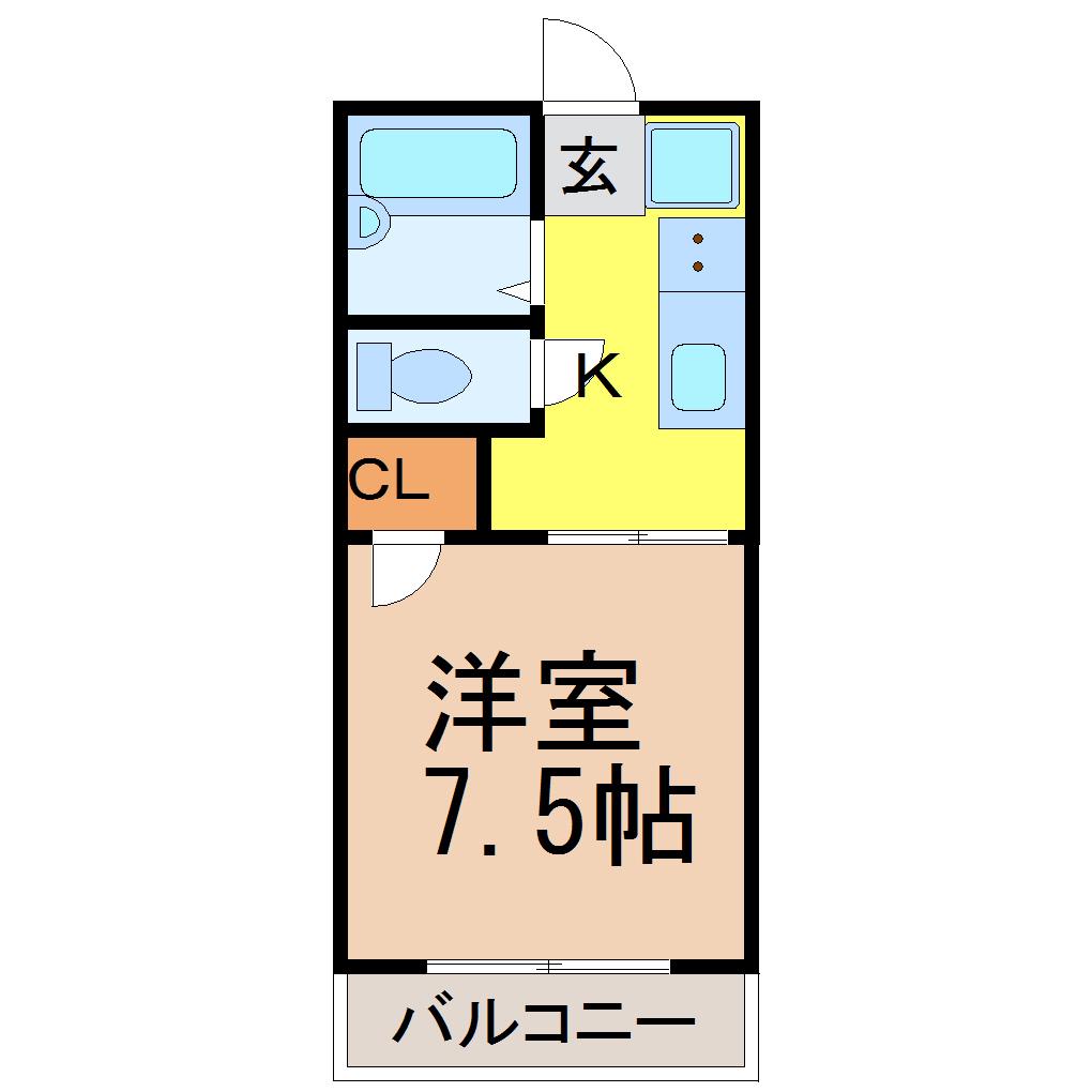 メゾンみつるぎ(1K/2階)の間取り写真