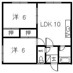 マルシンコーポ(2LDK/2階)の間取り写真