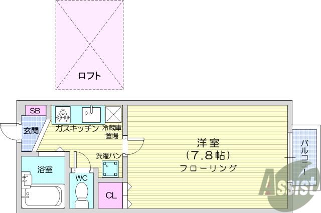 パセオステーブル泉中央(1K/1階)の間取り写真
