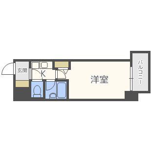 エスリード三宮第3(1K/4階)の間取り写真