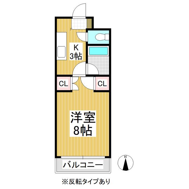 南町ニュータウン D棟(1K/2階)の間取り写真