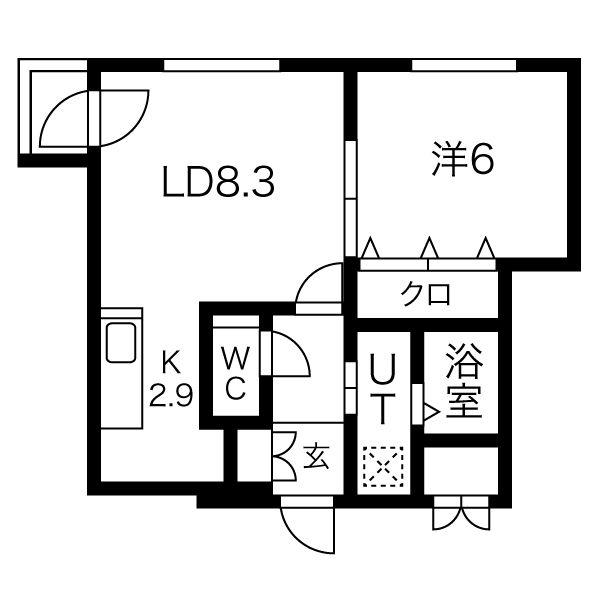 モンレーヴ豊平公園(1LDK/2階)の間取り写真