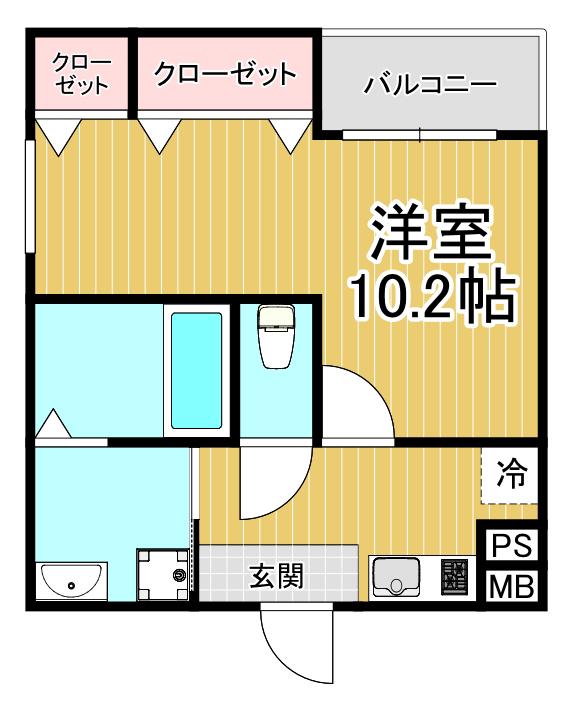フジパレス甲東園2番館(1K/2階)の間取り写真