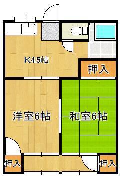 Fヴィレッジ高江(2K/1階)の間取り写真